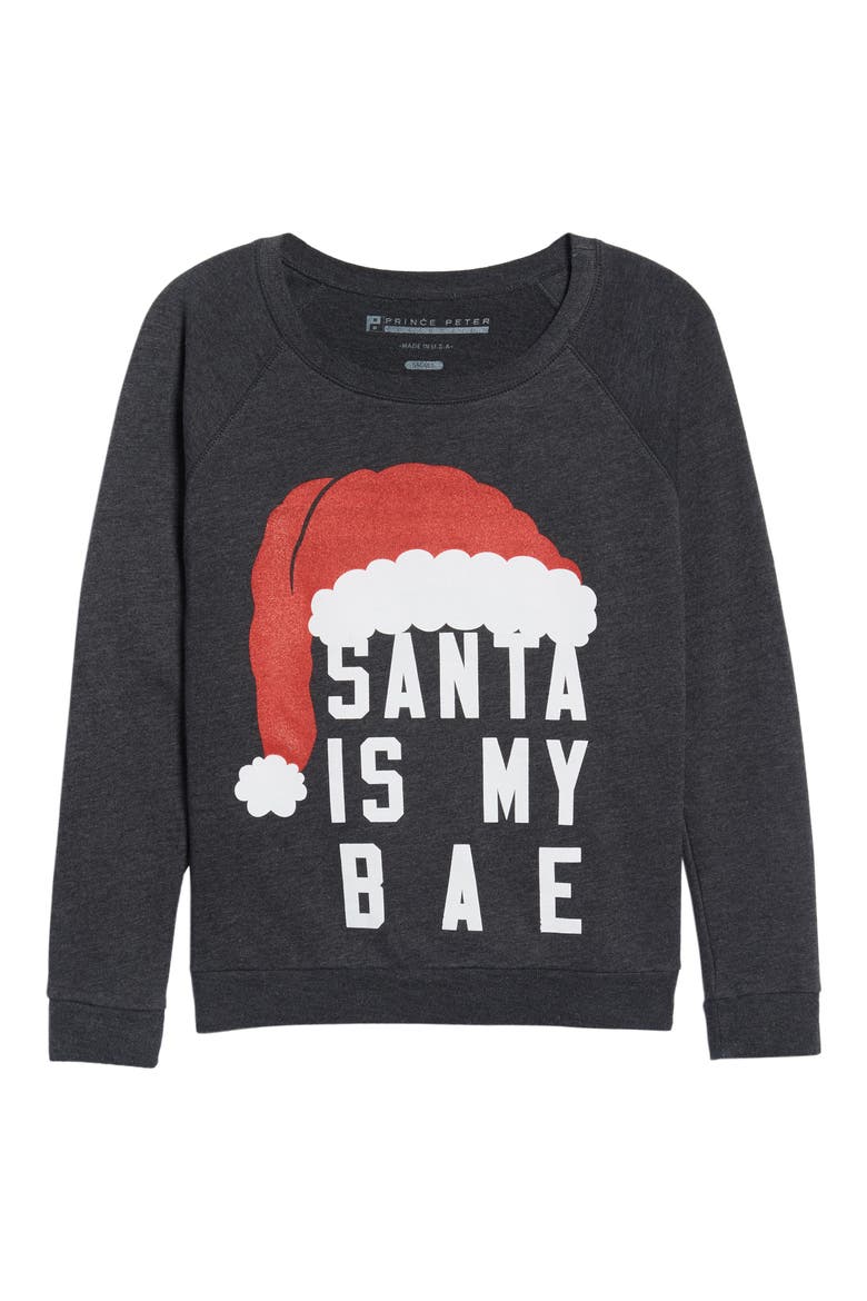 Santa Is My Bae Pullover, Alternate, color, GREY