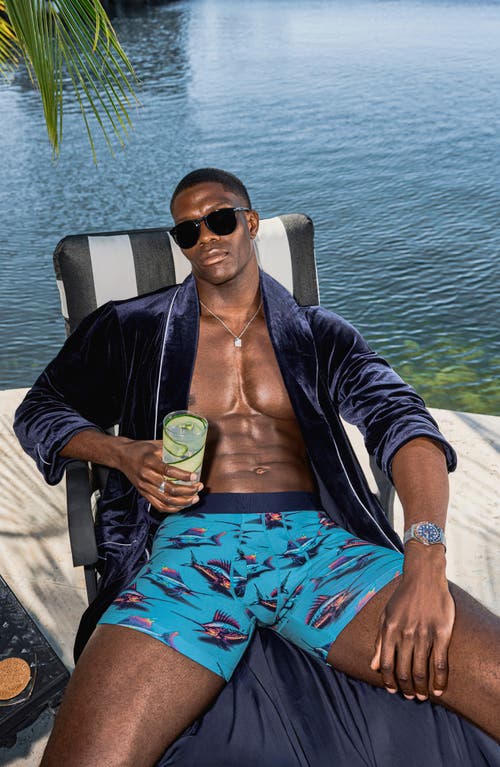Saxx Men's Droptemp Slim-fit Cooling Printed Boxer Briefs In Great Catch-baltic
