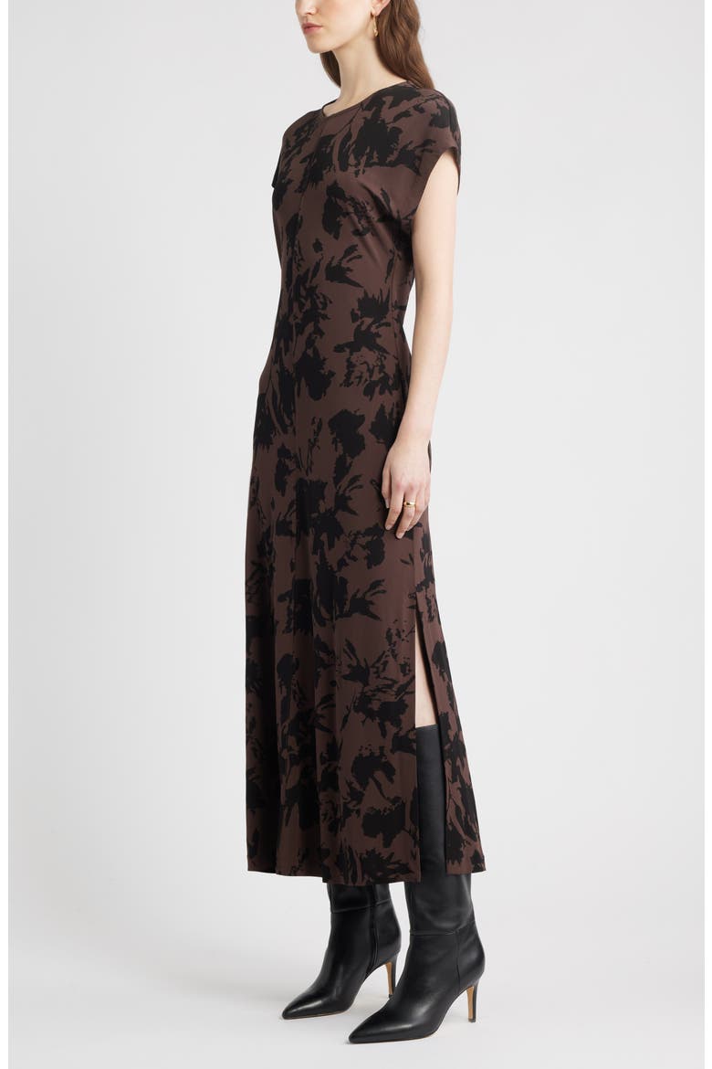 Dolman Sleeve Maxi Dress, Alternate, color, BROWN COFFEE CHAR FLORAL