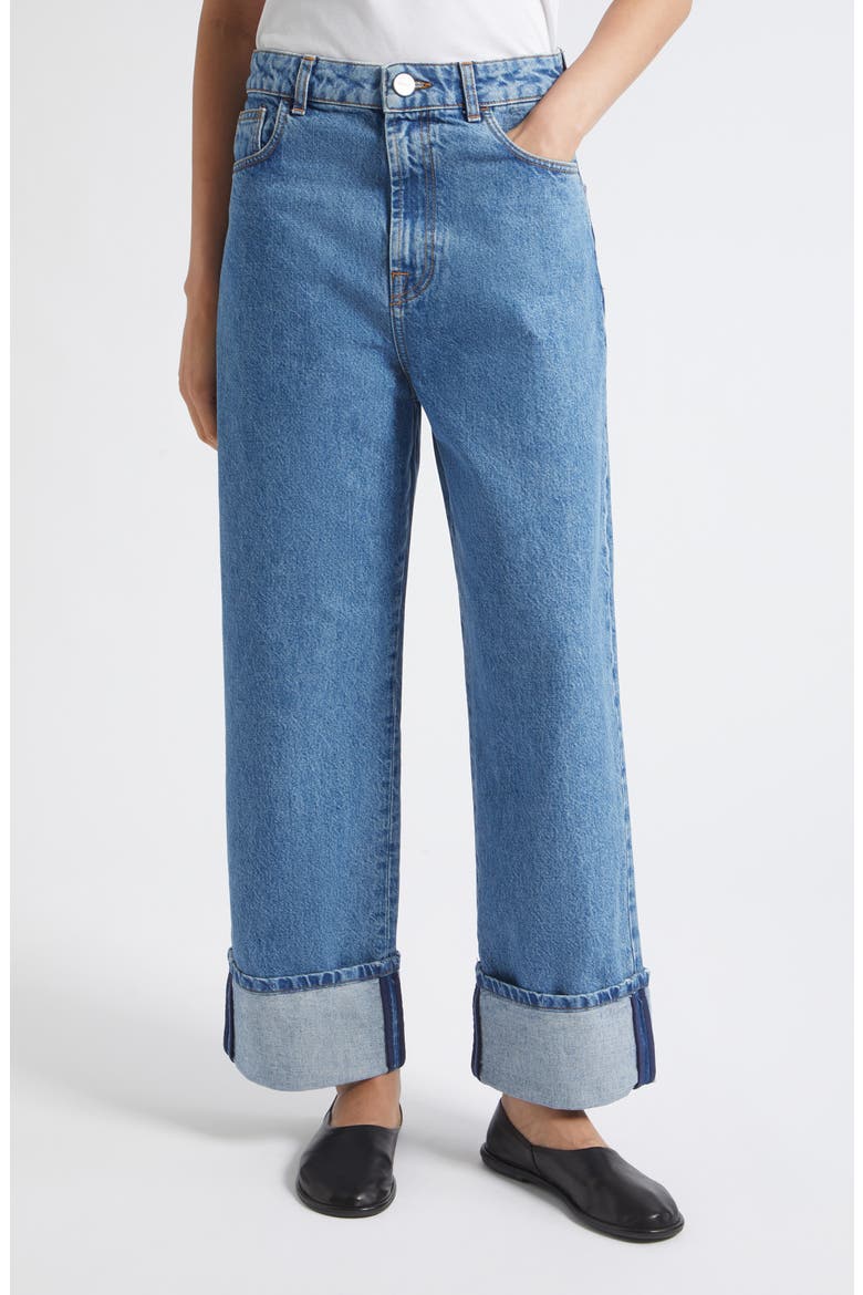 Rixt Turn-Up Baggy Jeans, Main, color, HERITAGE BLUE