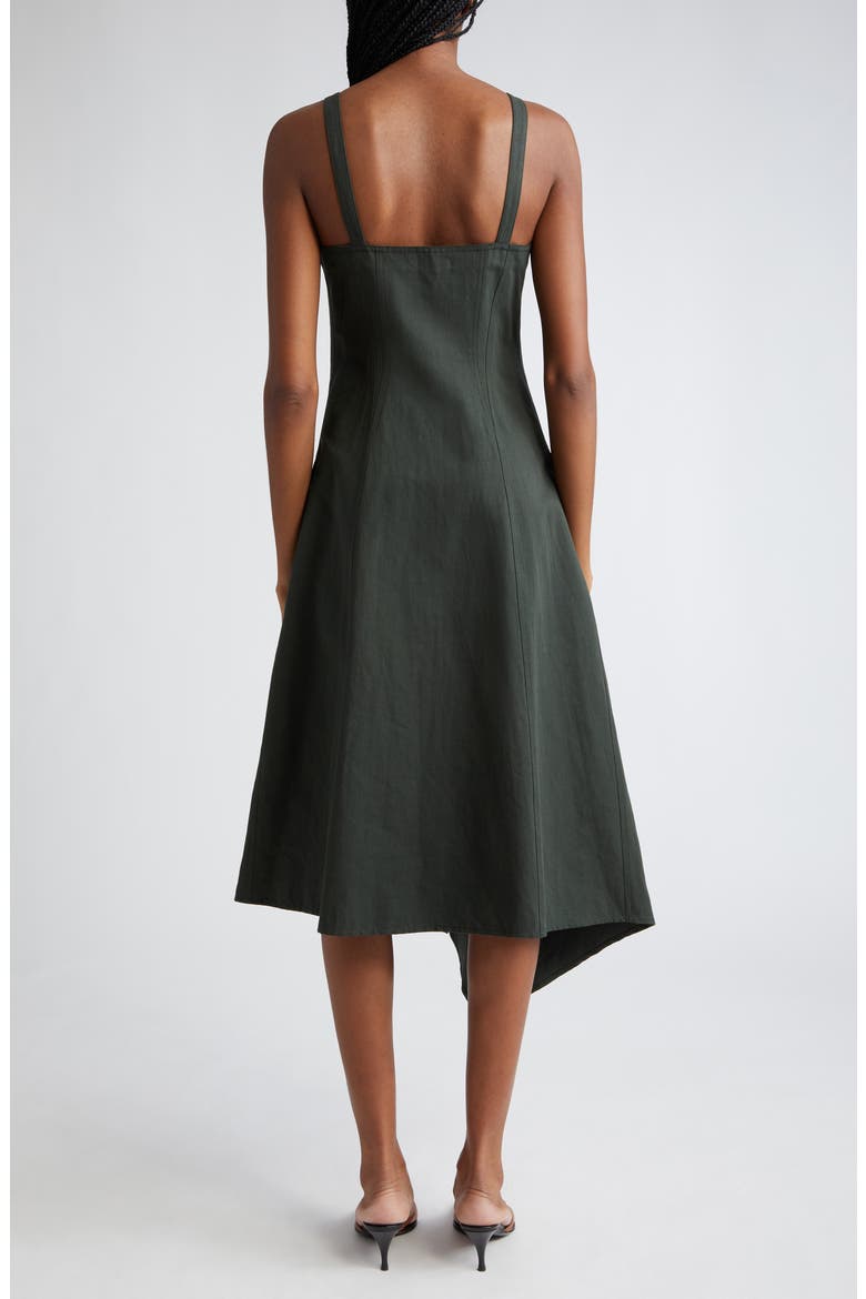 Scarlett Cotton & Linen Asymmetric Dress, Alternate, color, MOSSY