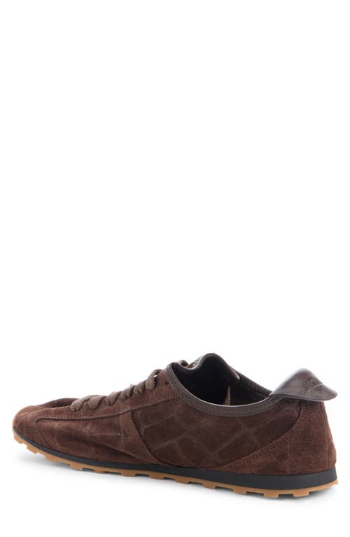 Jacquemus The Tennis Leather-trimmed Croc-effect Suede Sneakers In Brown