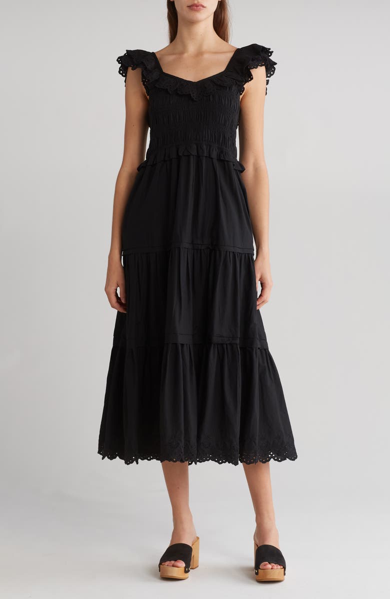 Madewell Lucie Embroidered Cotton Midi Dress, Main, color,