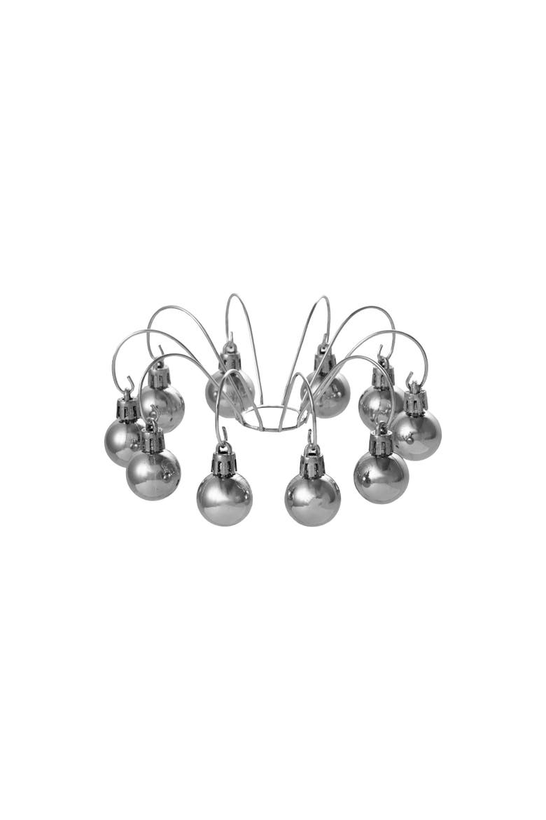 Metal Candle Bobeche with Dangling Ornaments, Silver Finish, Main, color, Silver