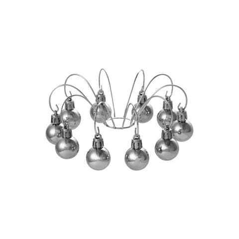 Metal Candle Bobeche with Dangling Ornaments, Silver Finish