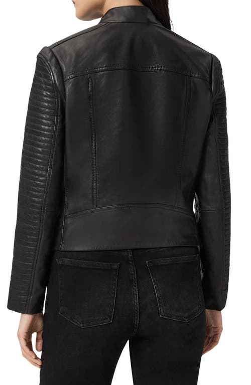 Allsaints Raul Leather Biker Jacket In Blue