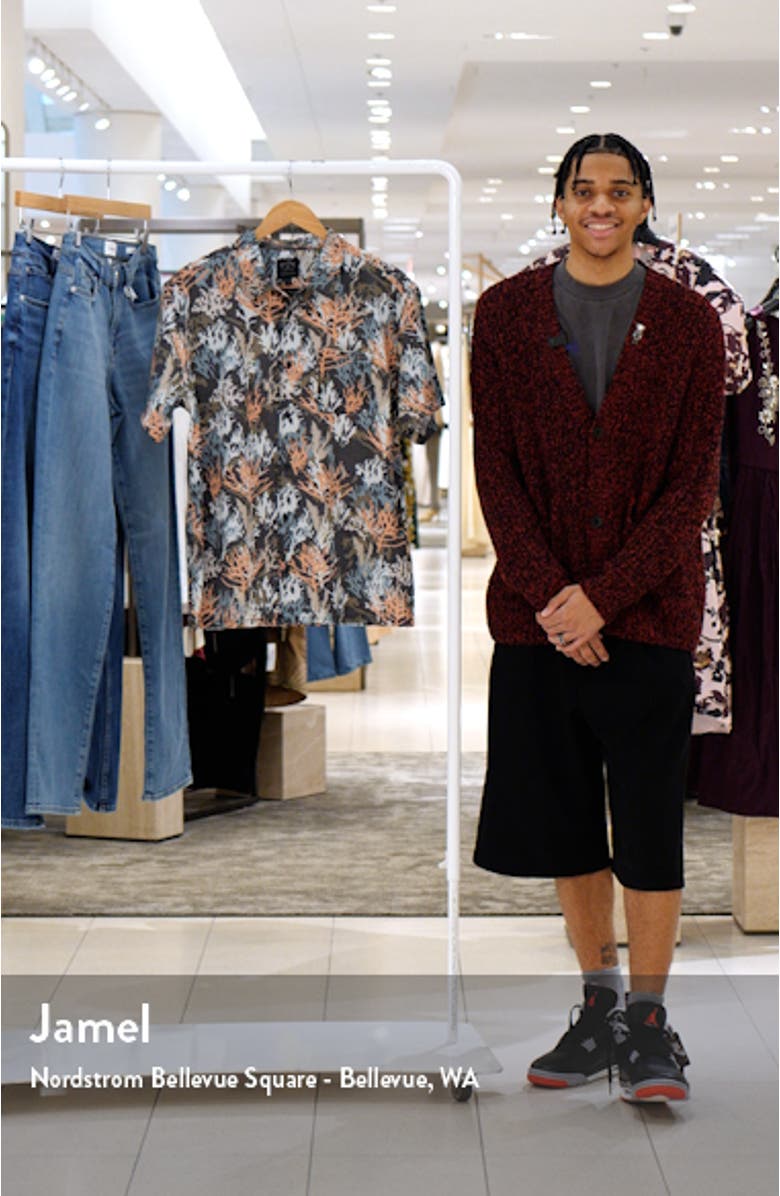 Coral Print Short Sleeve Button-Up Shirt, sales video thumbnail