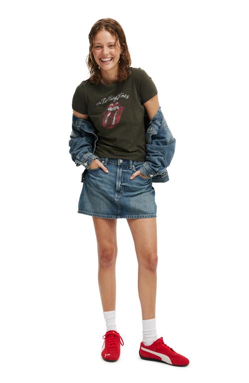 Cotton On Fitted Lcn Graphic Longline Tee In Rolling Stones Classic