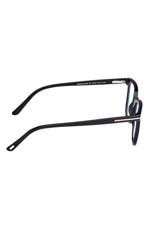 Tom Ford 50mm Square Blue Light Blocking Optical Glasses & Clip-on Sunglasses