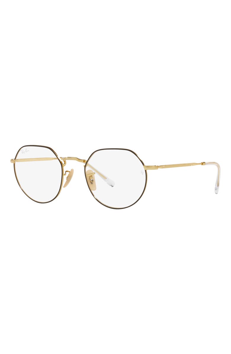 Ray-Ban Jack 51mm Hexagonal Optical Glasses, Alternate, color, Light Gold