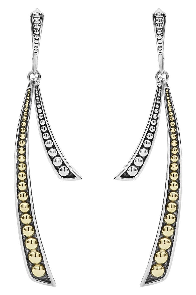 Signature Caviar Curved Drop Earrings, Main, color, SILVER/ GOLD