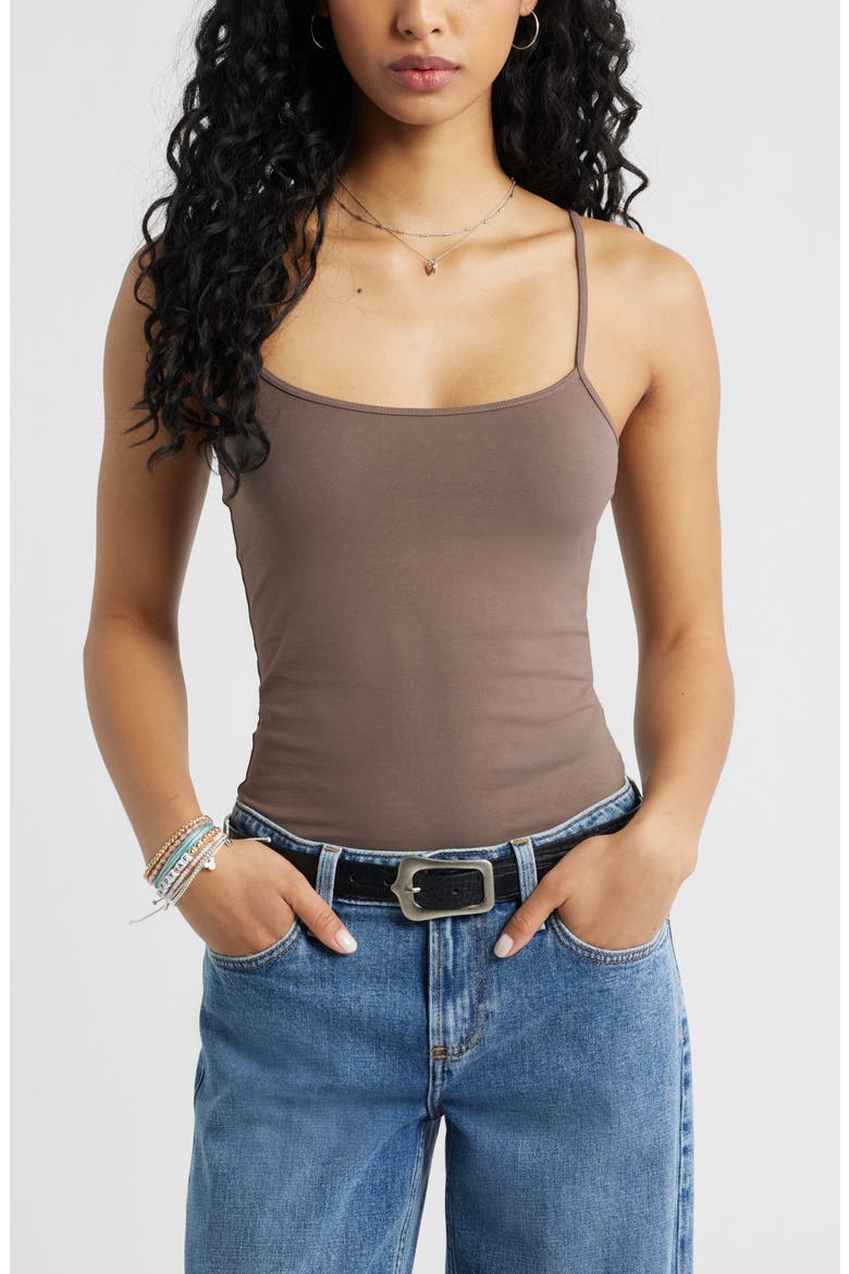 Core Stretch Cotton Camisole, Main, color, BROWN QUARTZ