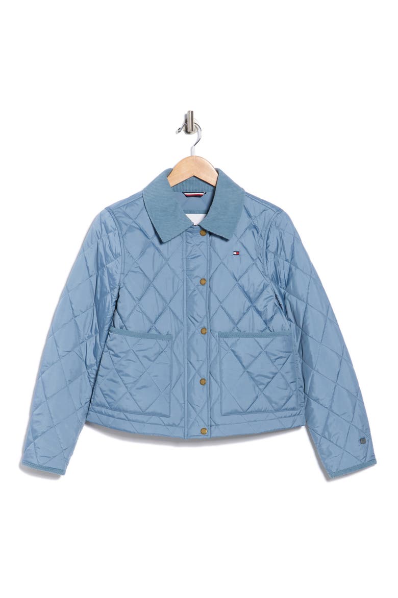 Snap Front Diamond Quilted Jacket, Alternate, color, BRISK BLUE