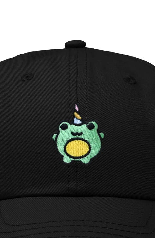 Dalix Froggy Unicorn Embroidered Cap In Black
