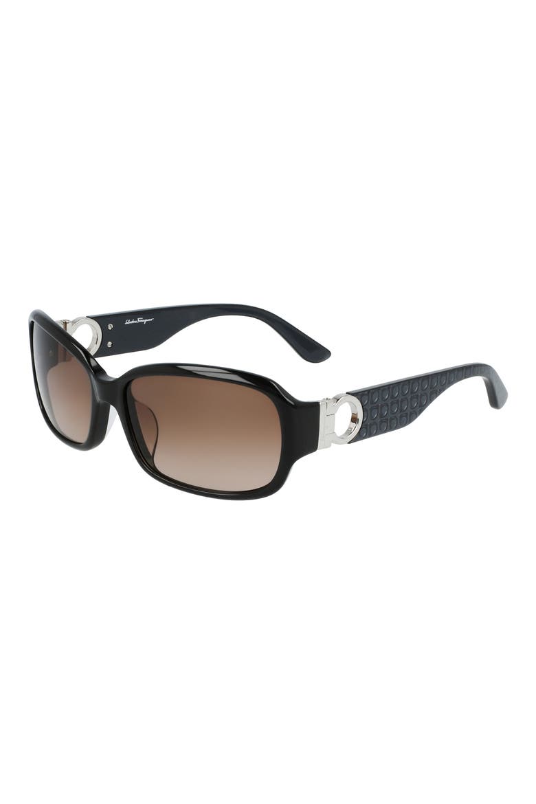 Salvatore Ferragamo Special Fit Sunglasses, Alternate, color, BLACK/ GREY GRADIENT