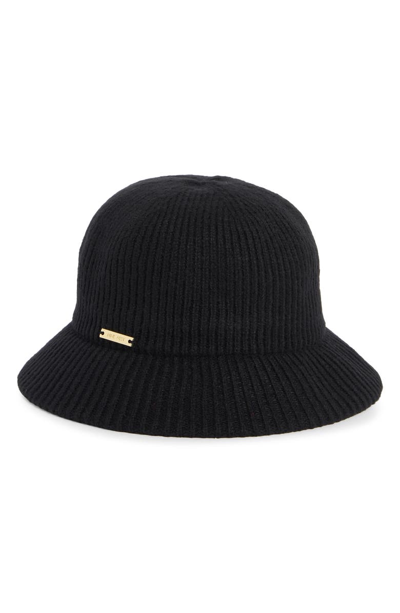 Nine West Rib Knit Cloche Chenille Cloche, Main, color, Black