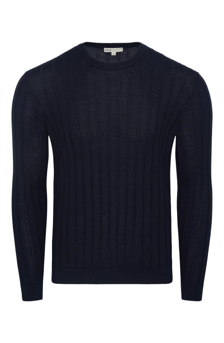 Onia Extra Fine Merino Wool Crewneck Sweater, Alternate, color, Midnight