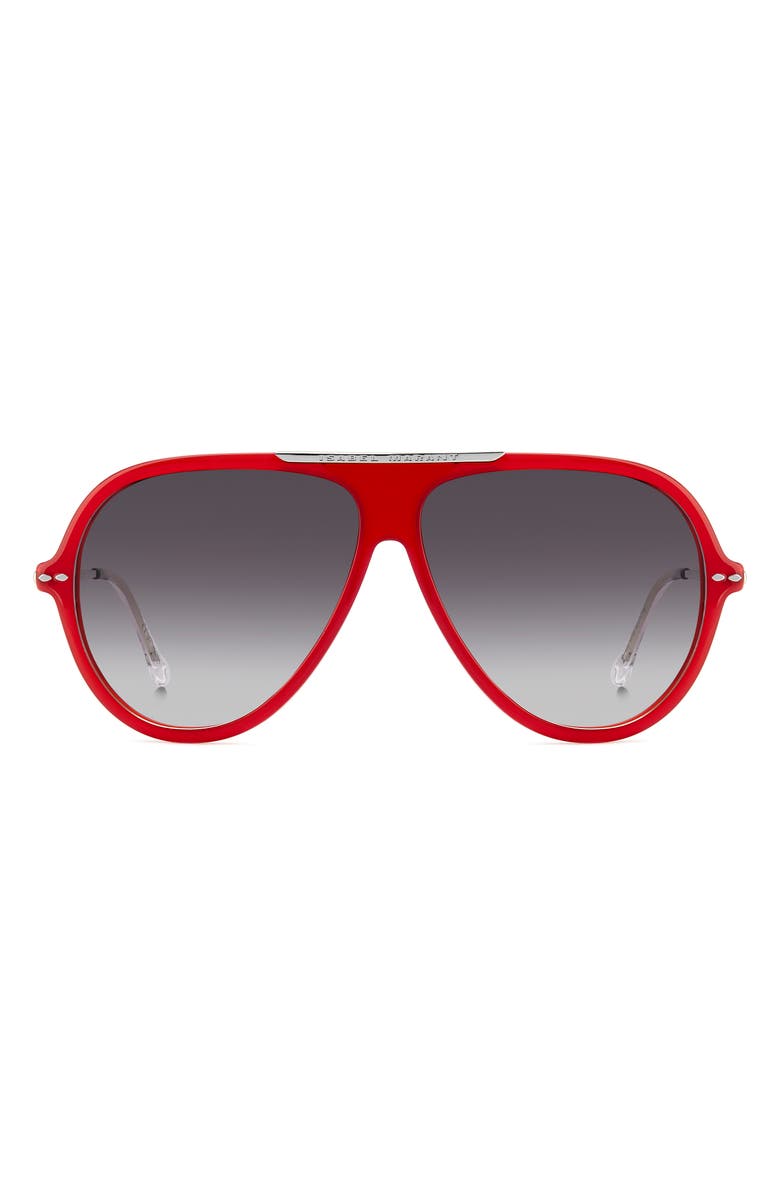 Isabel Marant 60mm Oversize Pilot Sunglasses, Main, color, Red Silver