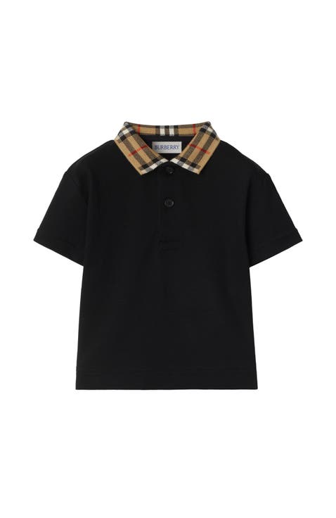Check Collar Cotton Polo Shirt