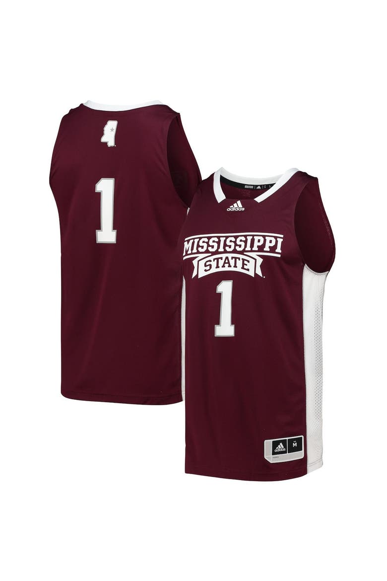 Men's adidas #1 Maroon Mississippi State Bulldogs Team Swingman Basketball Jersey, Main, color, Maroon