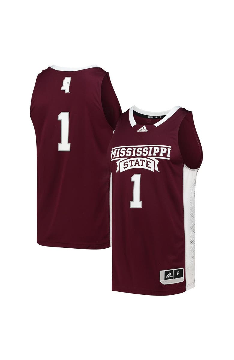 adidas Men's adidas #1 Maroon Mississippi State Bulldogs Team Swingman Basketball Jersey, Main, color, Maroon