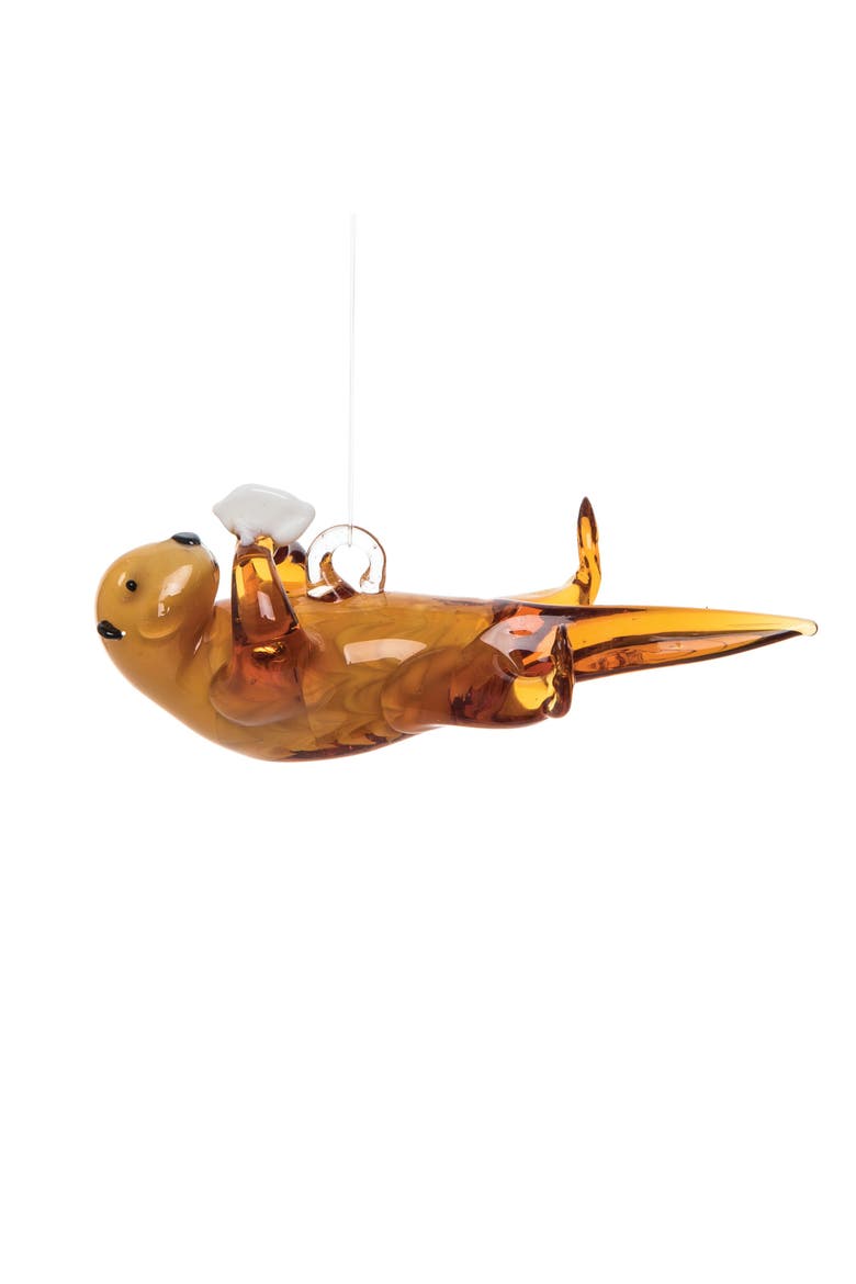 Otter Artglass Ornament, Main, color, Brown