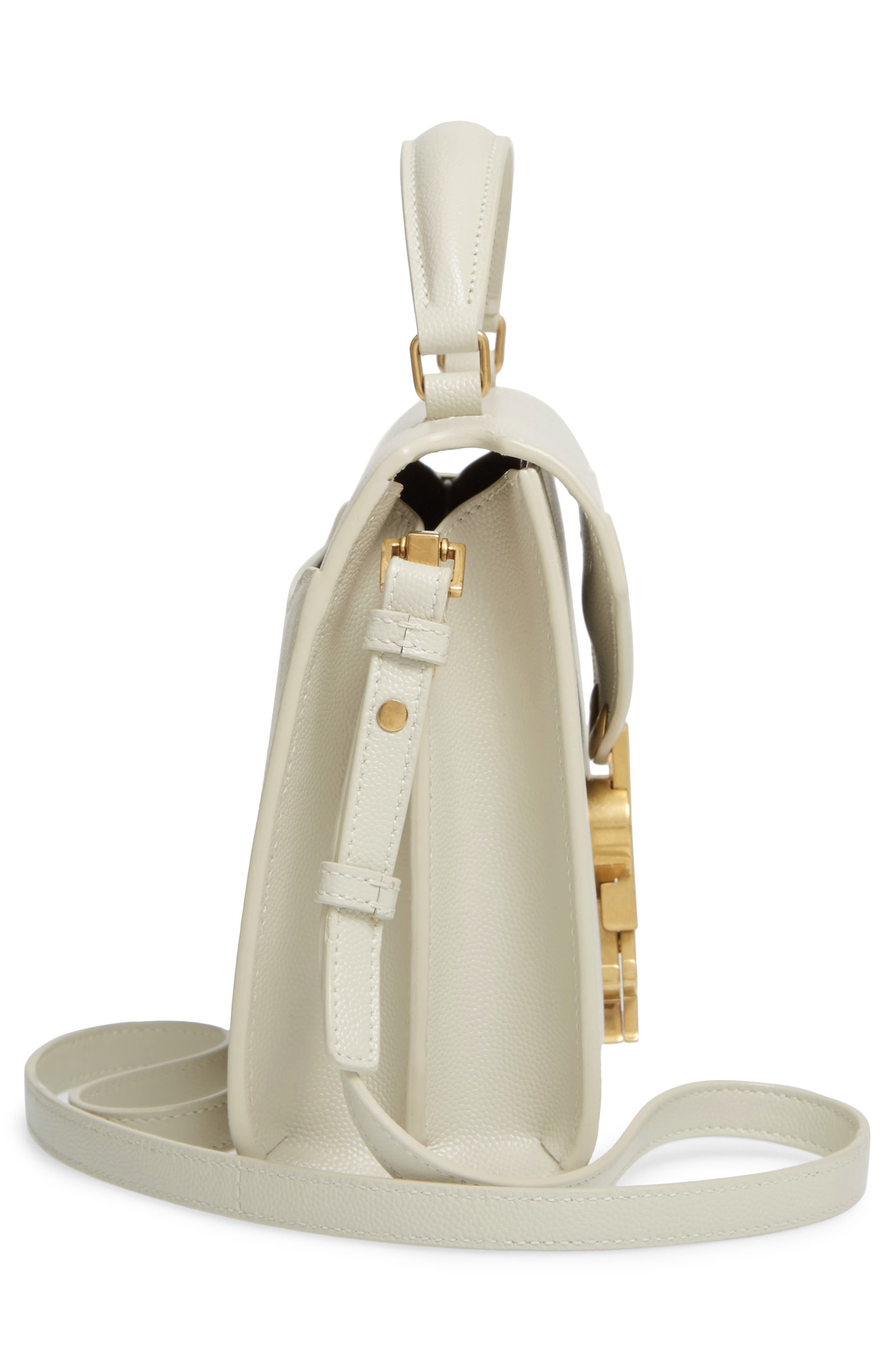 Mini Cassandra Leather Top Handle Bag, Alternate, color, BLANC VINTAGE