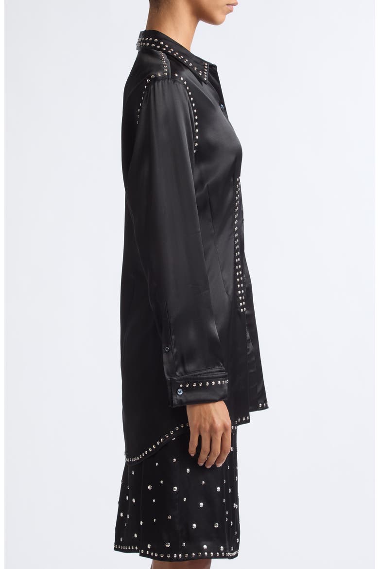 Mystic Studded Satin Shirt, Alternate, color, BLACK