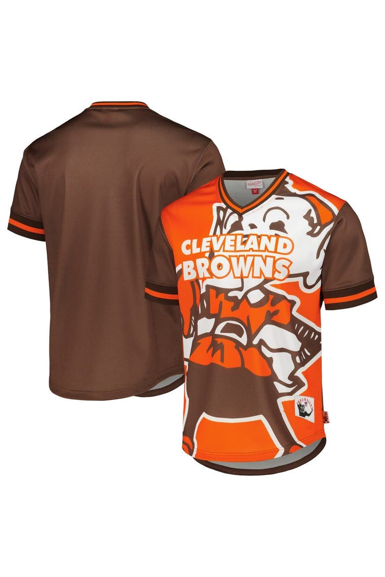 Men's Mitchell & Ness Orange Cleveland Browns Jumbotron 3.0 Mesh V-Neck T-Shirt, Main, color, Orange