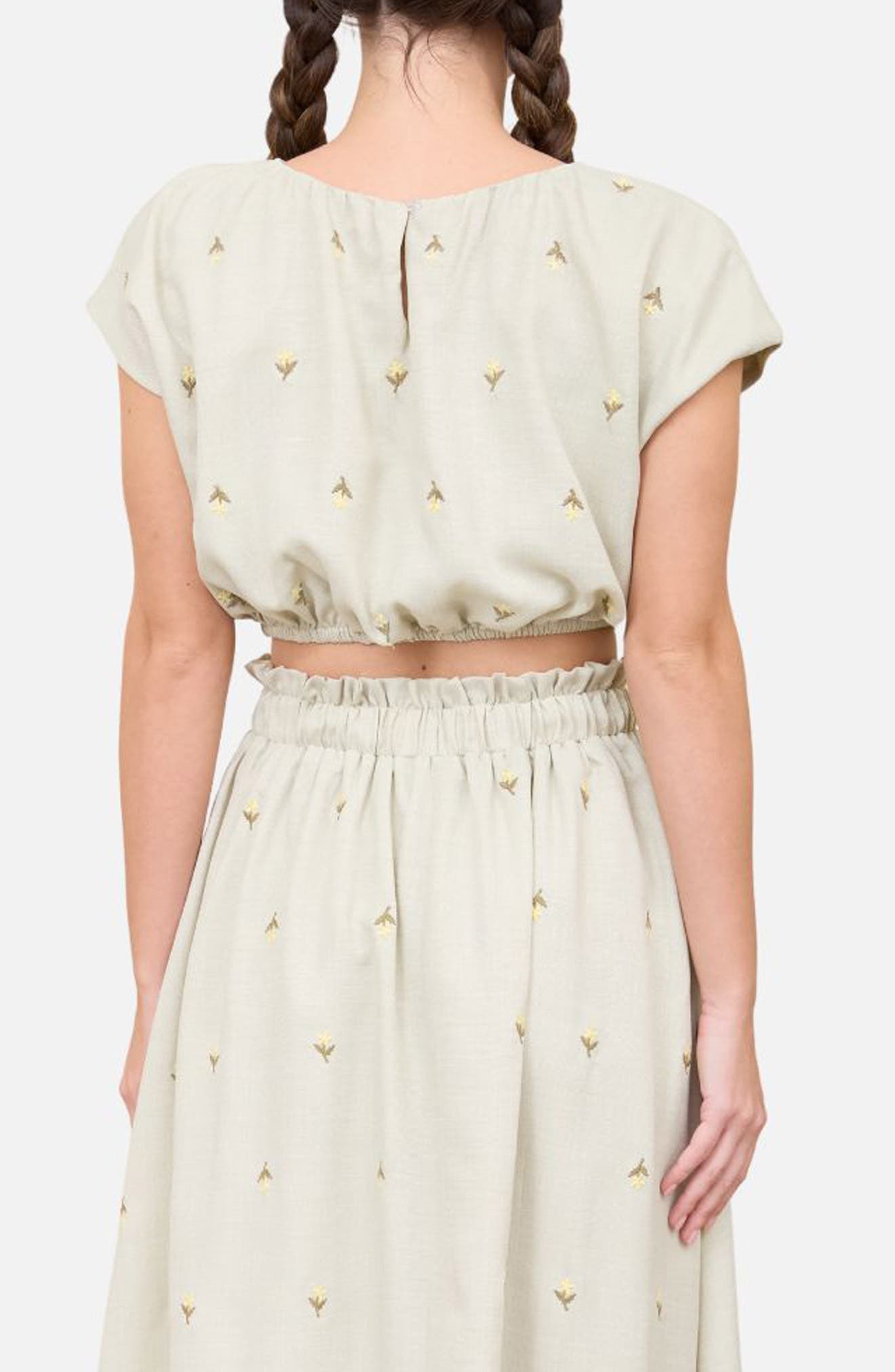 Floral Embroidered Crop Top - image 2