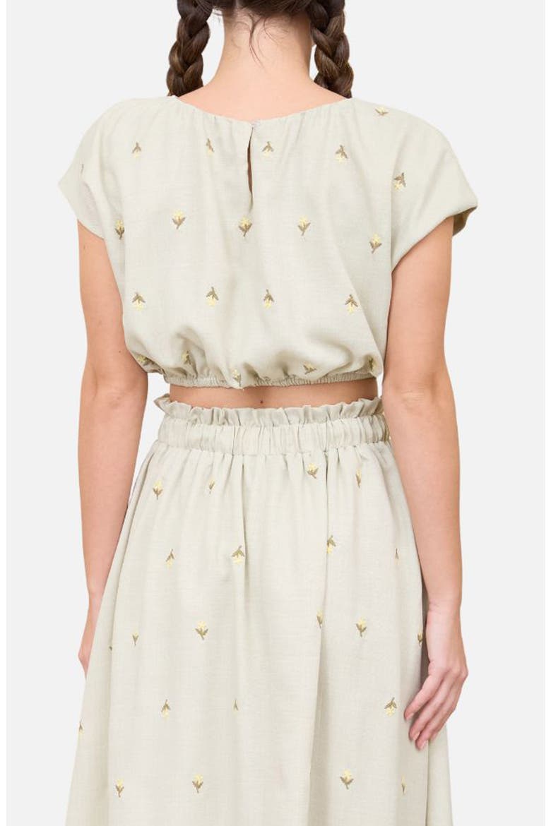 Floral Embroidered Crop Top, Alternate, color, LIGHT OLIVE