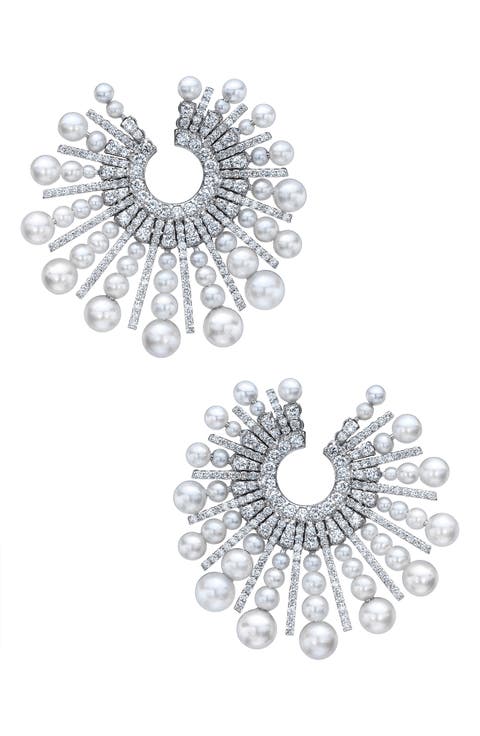 Akoya Pearl & Diamond Spoke Earrings