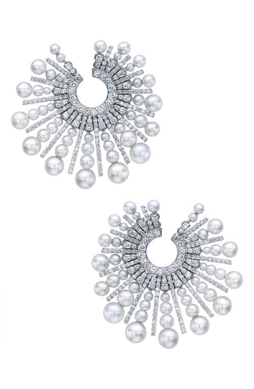 Mindi Mond Akoya Pearl & Diamond Spoke Earrings in Pearl/18K Wg  product