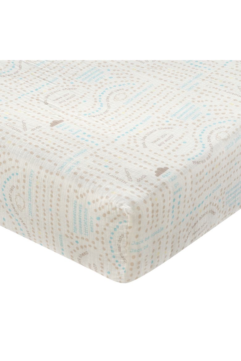 Signature Organic Cotton Muslin Nursery Rhyme Fitted Crib Sheet, Main, color, White