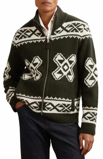 Reiss Hans Pattern Zip-Up Cardigan