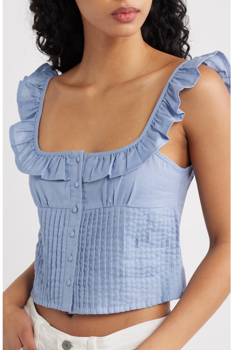 Dervla Pintuck Ruffle Tank, Alternate, color, BLUE