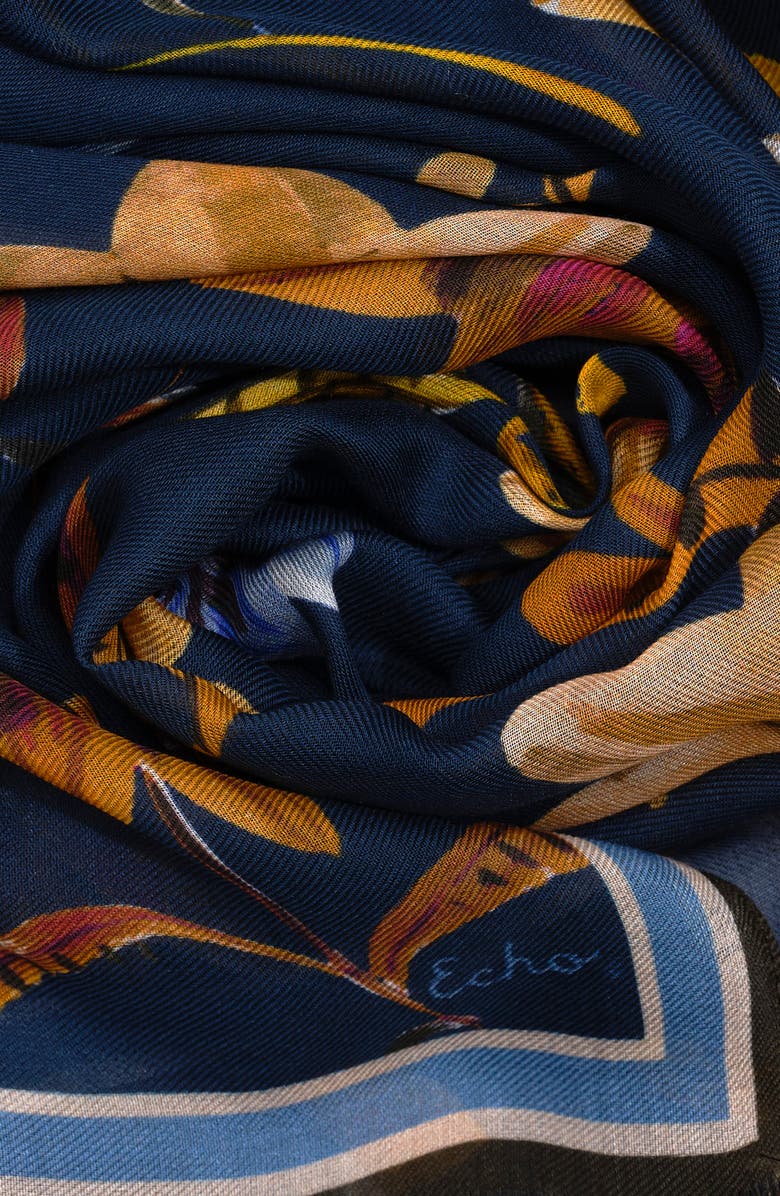 Echo Autumn Floral Wrap, Alternate, color, Navy