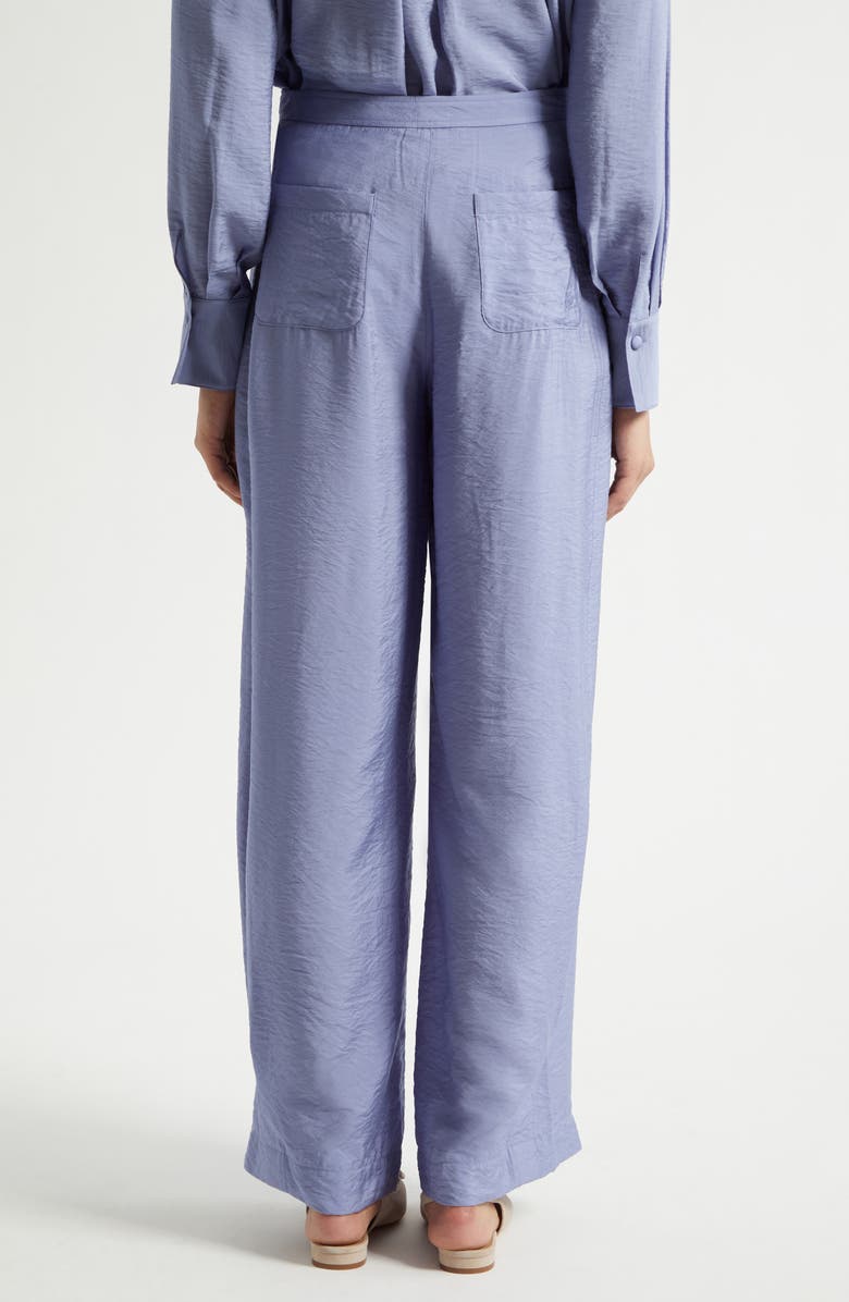 Emporio Armani Reverse Pleat Techno Rayon Wide Leg Pants, Alternate, color, Purple