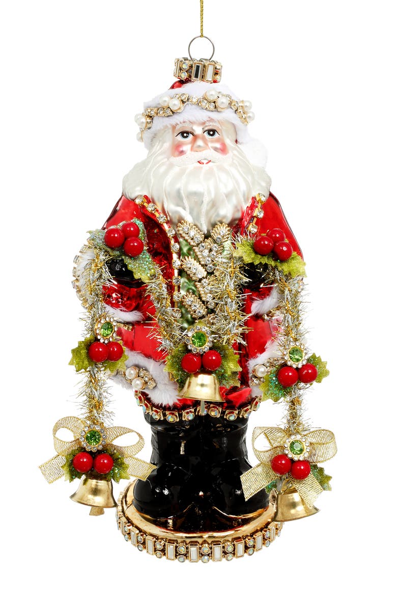 Mark Roberts Jeweled Santa Ornament, Main, color, Red