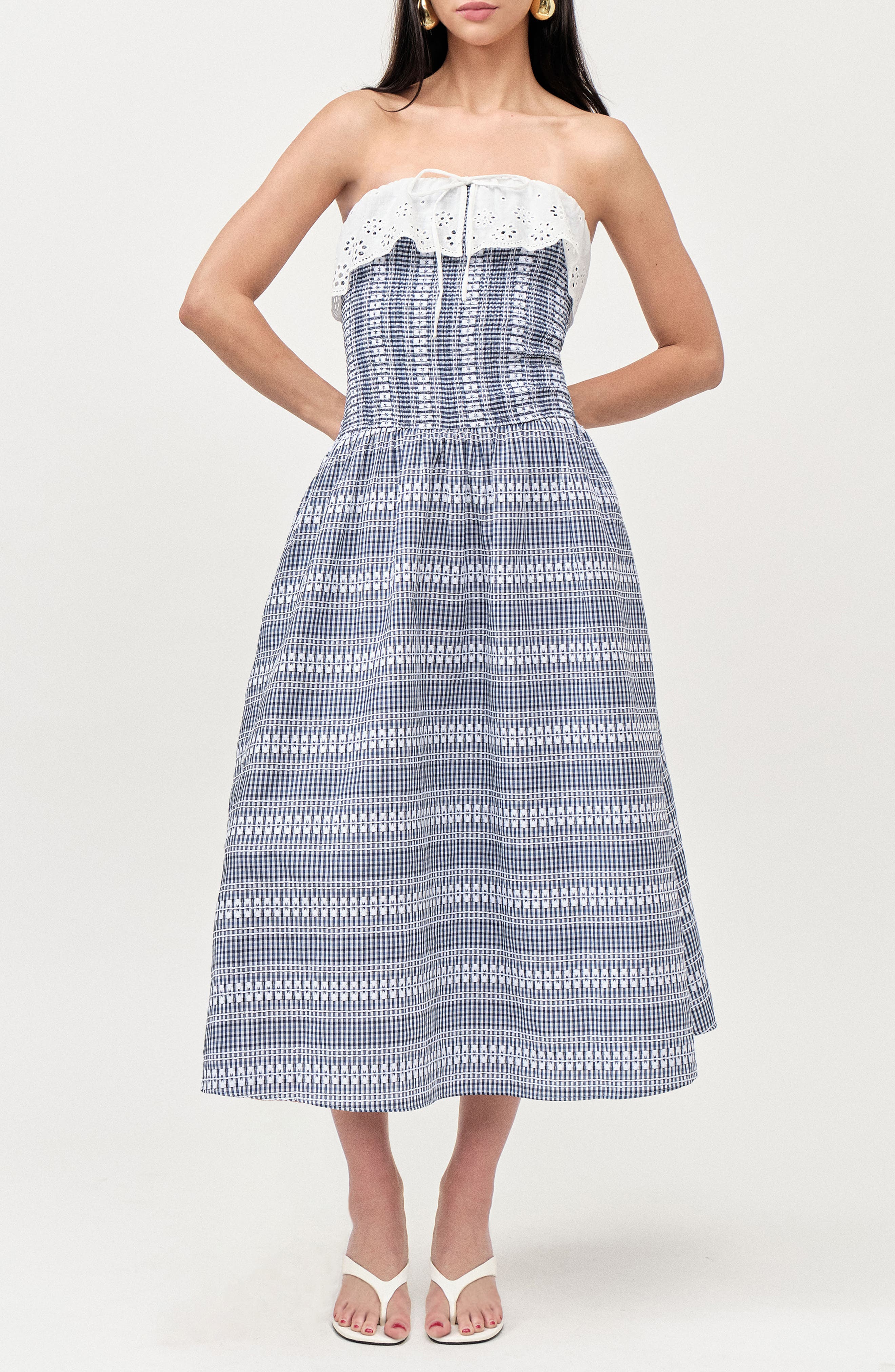 selected BLUE WHITE EMBROIDERED