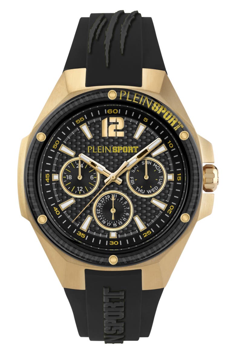 Tigermaster Pro Three Hand Quartz Silicone Strap Watch, 47mm, Main, color, GOLD