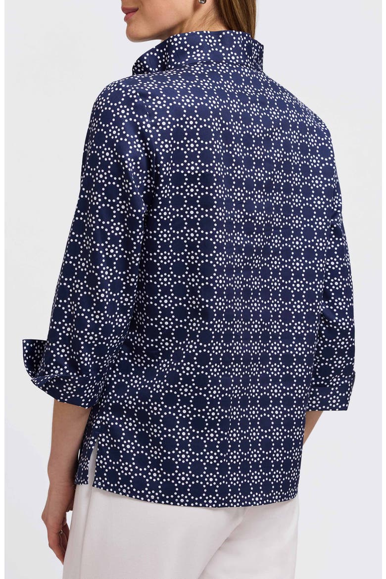 Tammy Cotton Ruffle Collar Top, Alternate, color, NAVY BLUE/ WHITE