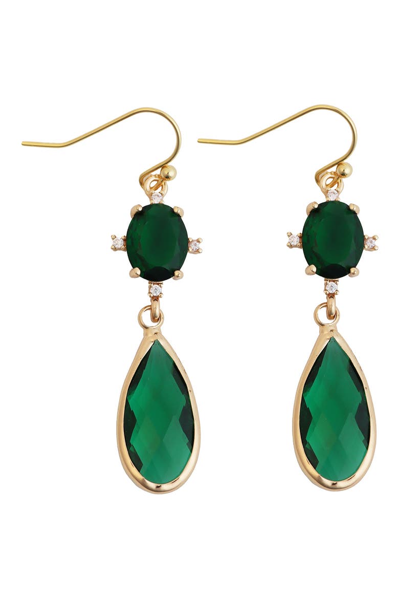 Crystal Drop Earrings, Main, color, GREEN