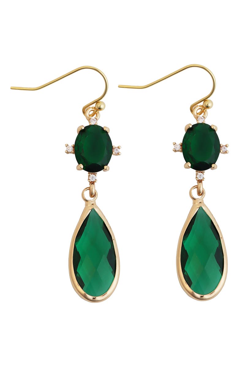 Panacea Crystal Drop Earrings, Main, color, Green