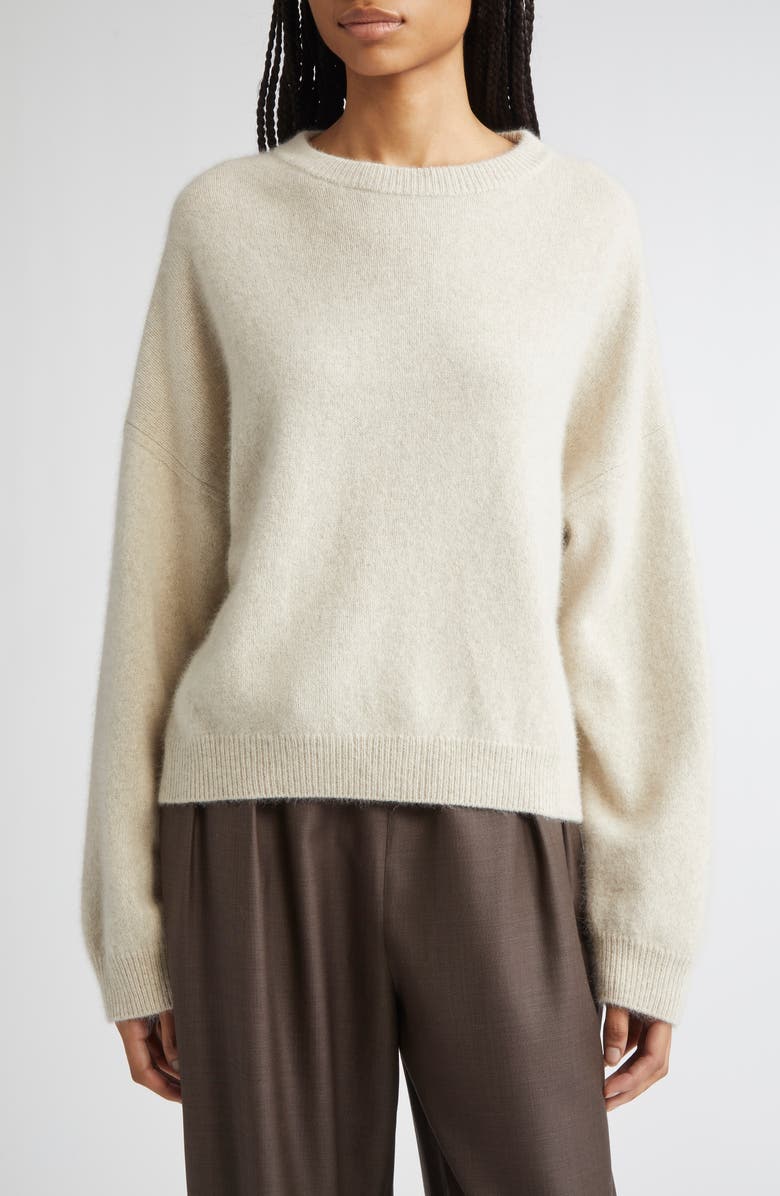 LOULOU DE SAISON Tristan Loose Fit Mercerized Wool & Yak Hair Blend Sweater, Main, color, Stone Melange