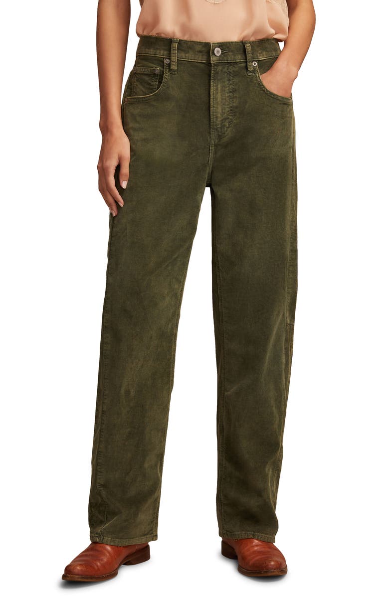 Lucky Brand Corduroy Barrel Leg Jeans, Main, color, Dirty Olives