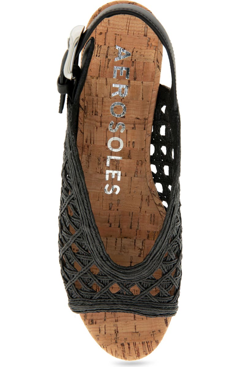 Aerosoles Cornelia Slingback Platform Sandal, Alternate, color, Black Embroidered/ Cork Heel