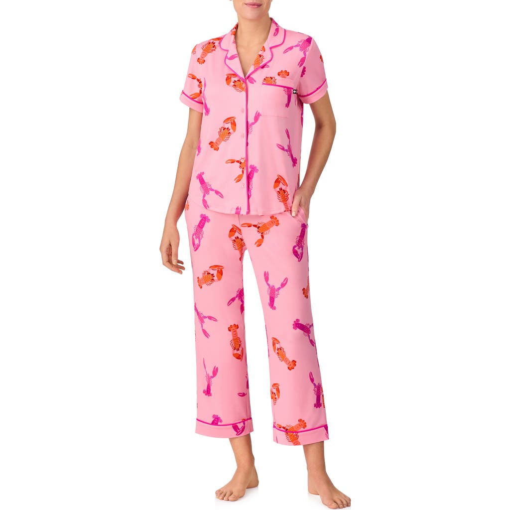 Kate Spade New York Print Crop Pajamas In Pink