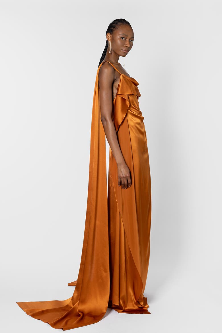 Lysa Silk Maxi Dress, Alternate, color, Cinnamon