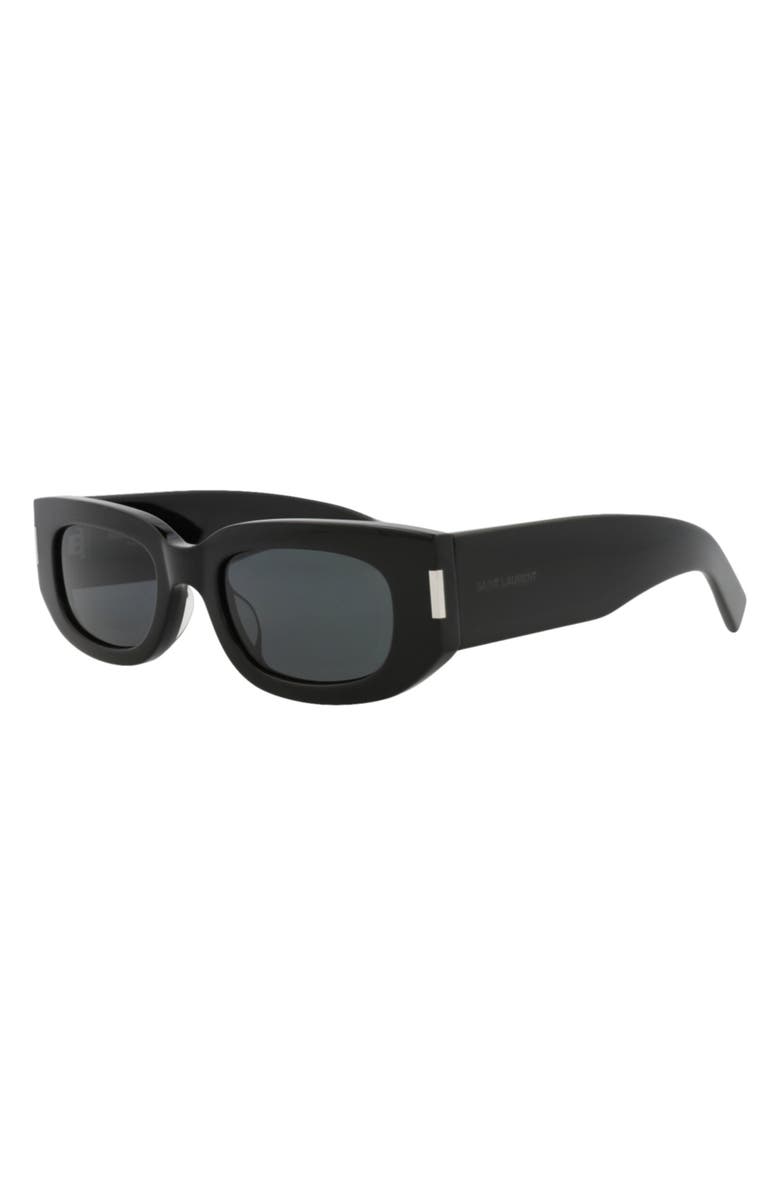 Saint Laurent 51mm Rectangular Sunglasses, Alternate, color, Black Black Black